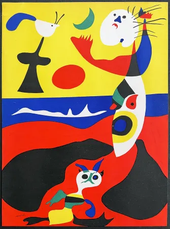 リトグラフ Miró - L'ÉTÉ. Lithographie surréaliste, signée dans la composition  (1938)