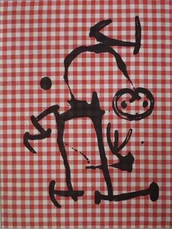 リトグラフ Miró - L'Illettré aux Carreaux Rouges