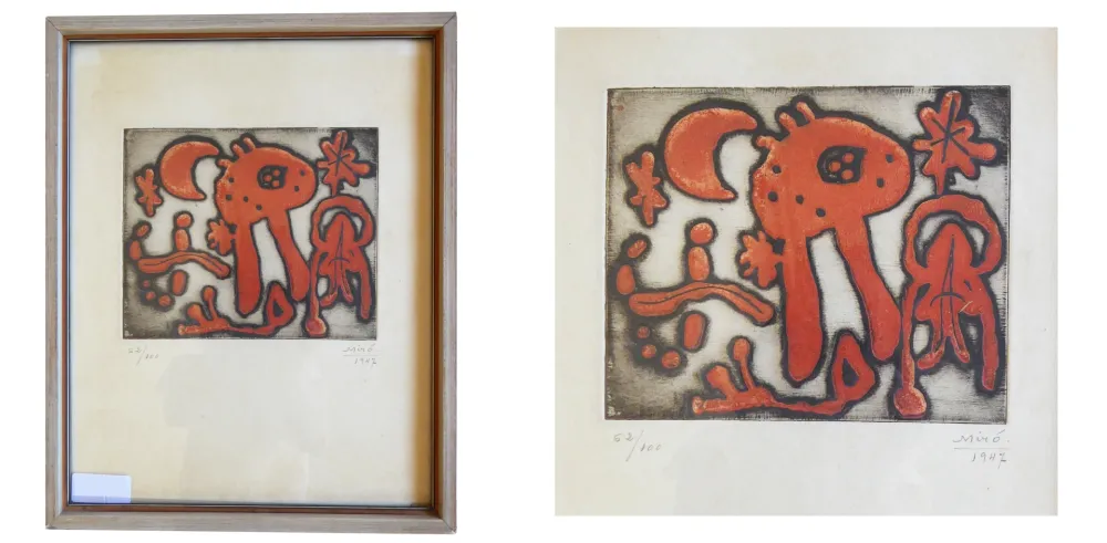 彫版 Miró - (M. Leiris, The Prints of Joan Miró). 