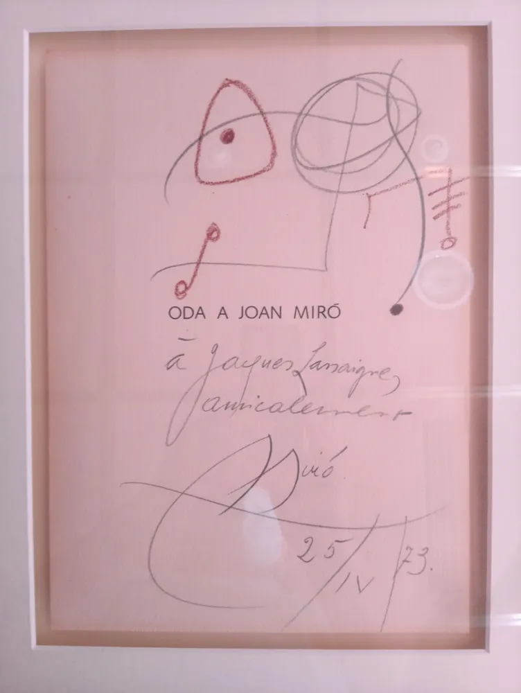 技術的なありません Miró - Original drawing dedicated to Jacques Lassaigne (with COA)