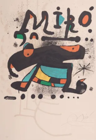 リトグラフ Miró - Poster for the exhibition '100 sculptures'