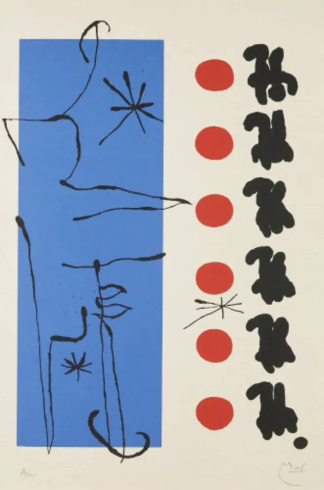 リトグラフ Miró - Rouge et Bleu