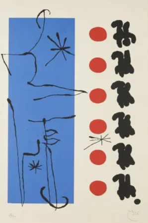 リトグラフ Miró - Rouge et Bleu