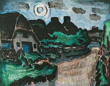 リトグラフ Mollenhauer - Nächtliche Straße in Keitum