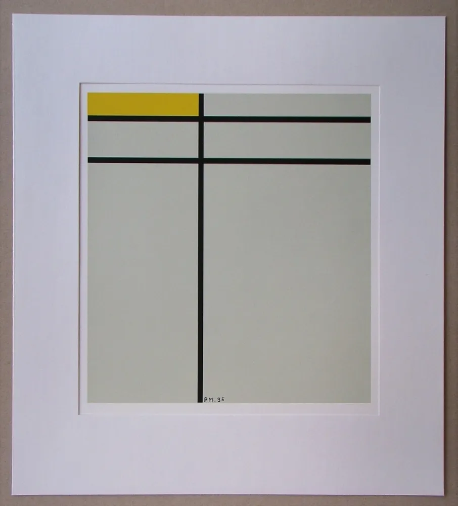 シルクスクリーン Mondrian - Compositie met geel - 1935