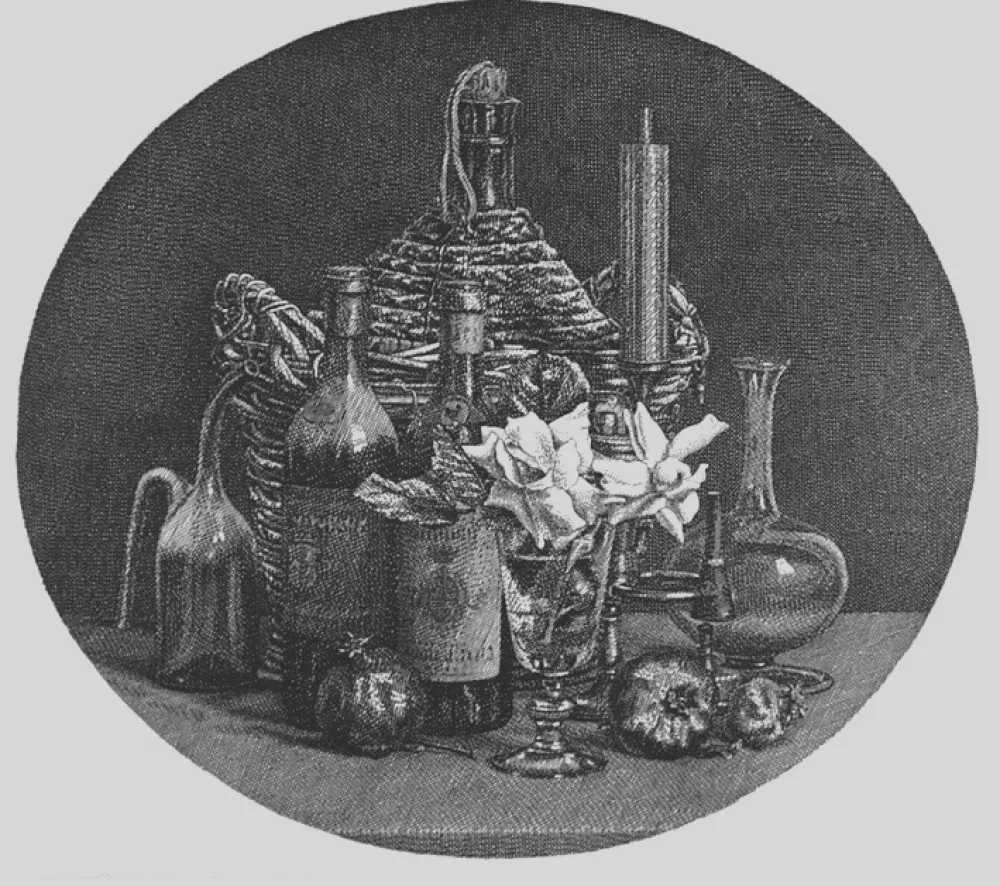 エッチング Mongatti - I fiori nel bicchiere