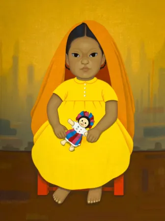 シルクスクリーン Montoya - Chica con muneca