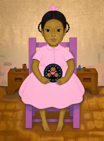 シルクスクリーン Montoya - Cocina, chica con plato