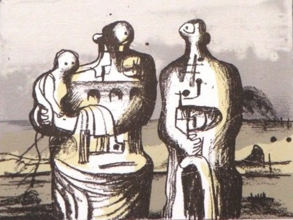 リトグラフ Moore - Group in industrial landscape C. 418