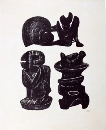 リトグラフ Moore - La Poesie: Three Sculptural Forms (C. 320)