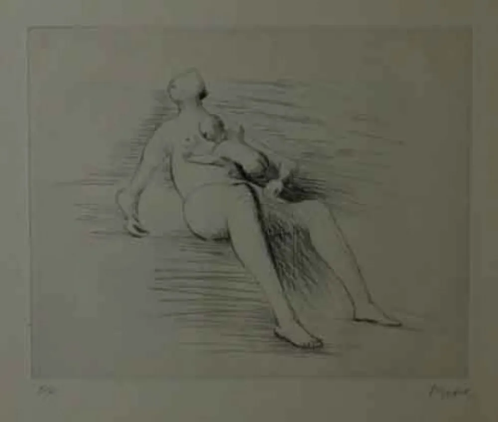 エッチング Moore - RECLING MOTHER AND CHILD II