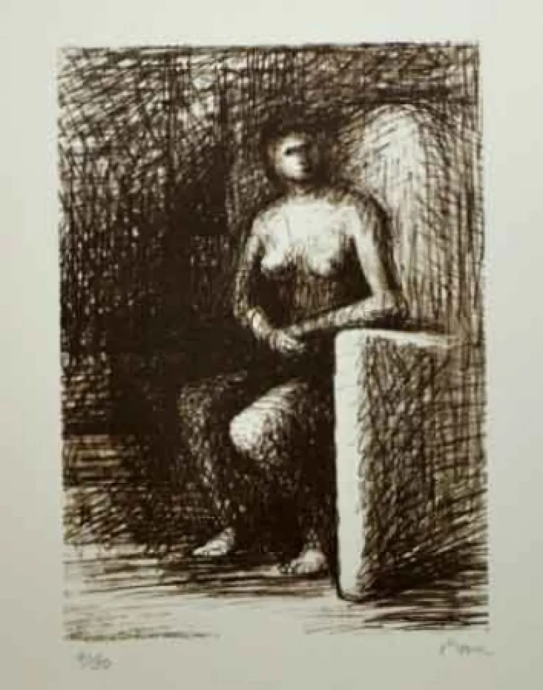 リトグラフ Moore - SEATED FIGURE III DARK ROOM