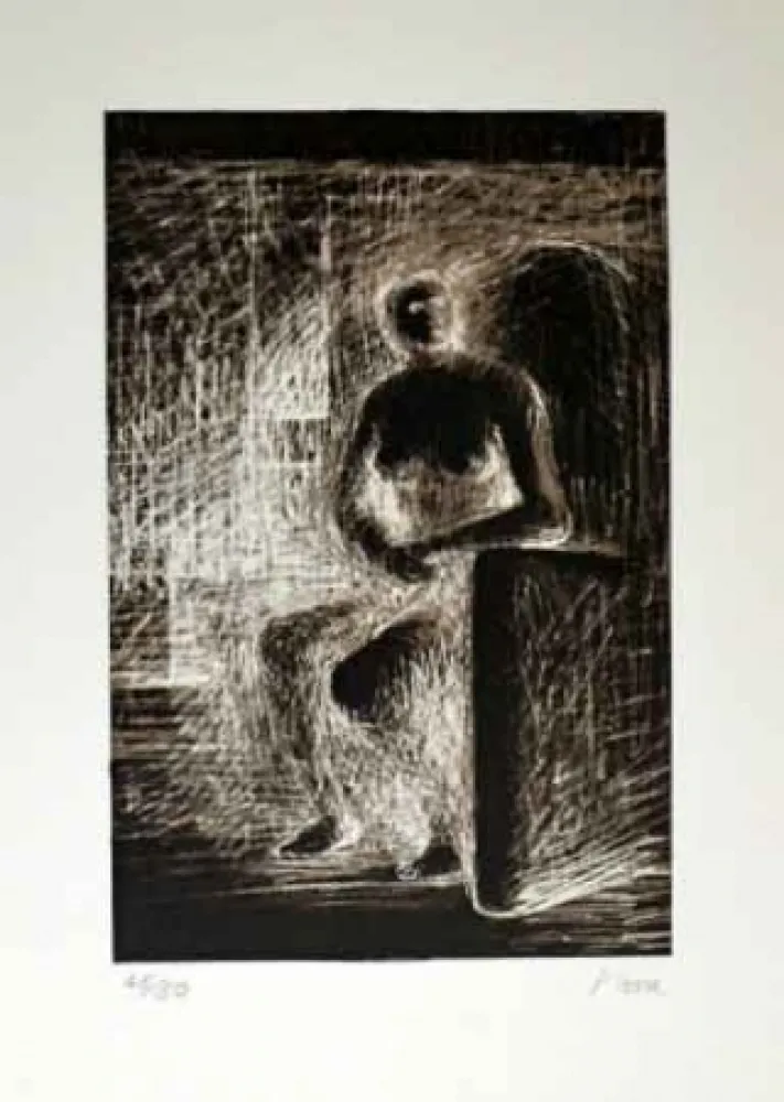 リトグラフ Moore - SEATED FIGURE IV REVERSE LIGHTING