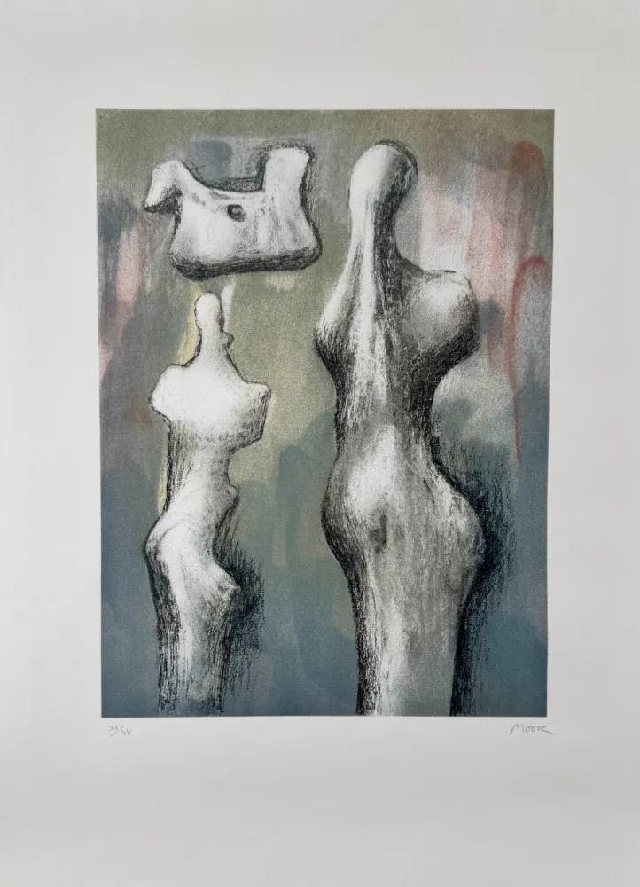 リトグラフ Moore - Three Sculptures Ideas 
