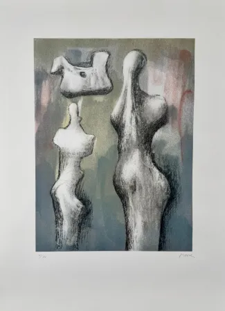 リトグラフ Moore - Three Sculptures Ideas 