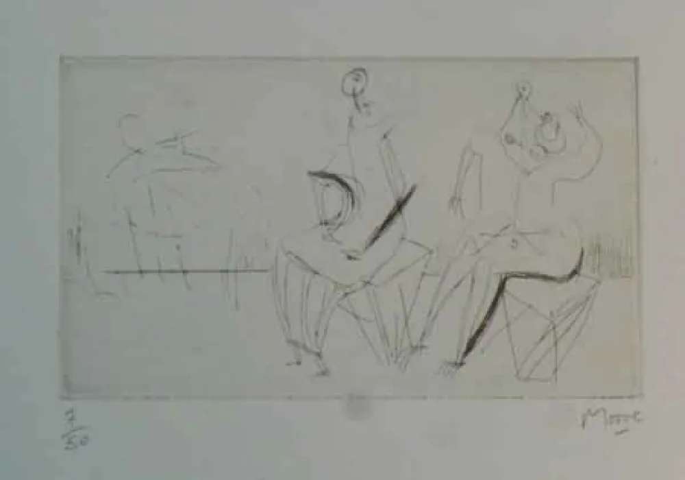 エッチング Moore - TWO SEATED FIGURES I