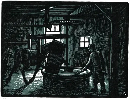 木版 Moreau - LA MEULE A BLE / CORN MILLSTONE - Bretagne / Brittany - France - 1908