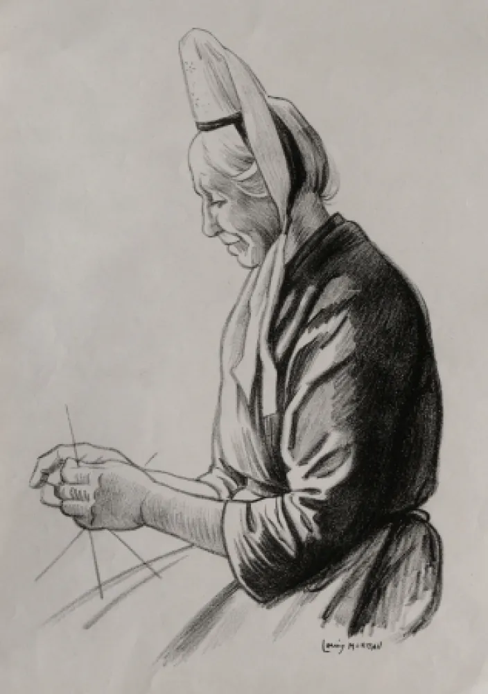 リトグラフ Moreau - PAYSANNE BRETONNE / BRITTANY FARMER - France 1908