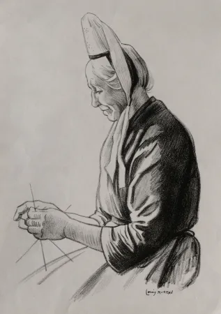 リトグラフ Moreau - PAYSANNE BRETONNE / BRITTANY FARMER - France 1908