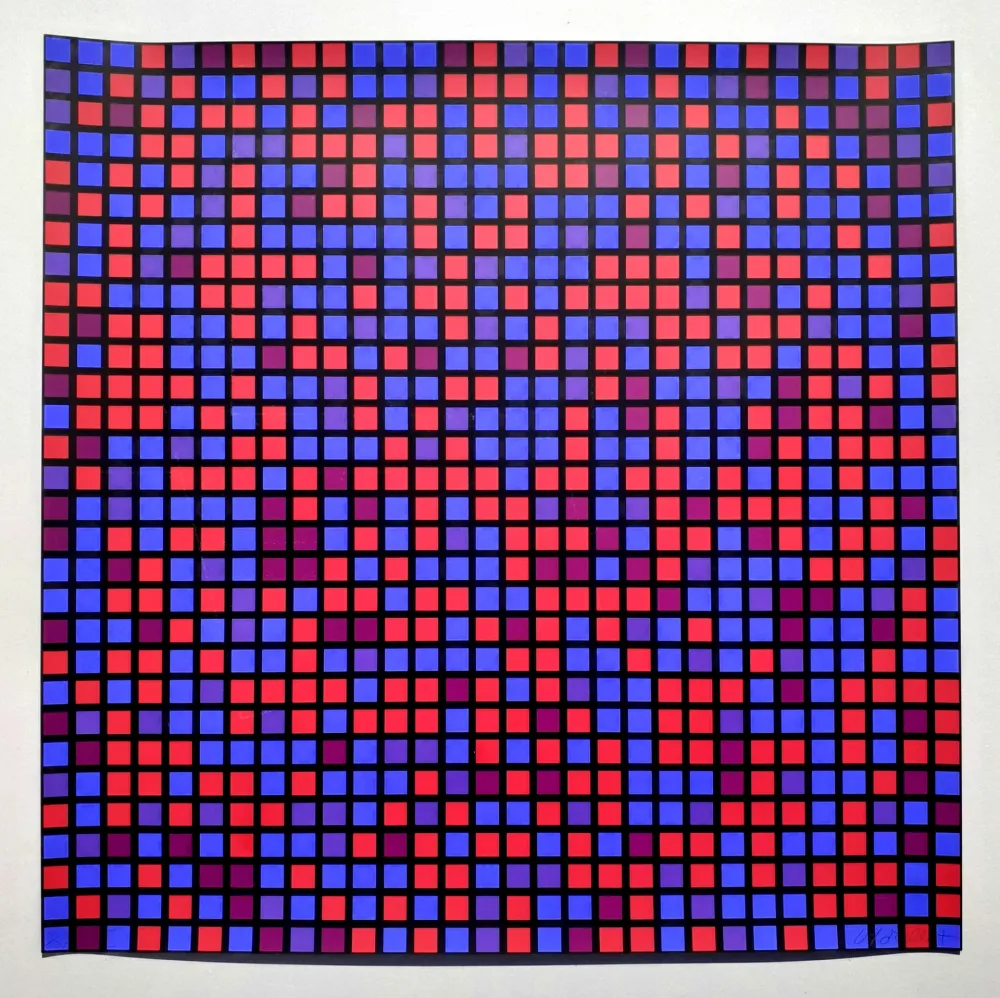 シルクスクリーン Morellet - Chartres bleu violet