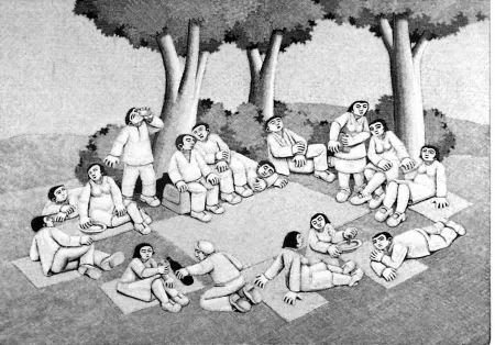 木版 Morena - La scampagnata