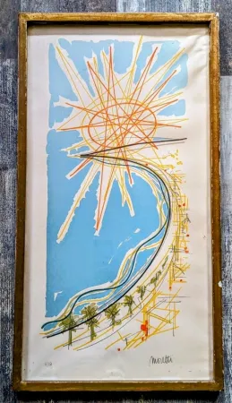 リトグラフ Moretti - Raymond Moretti - Hand-signed Original Lithograph, Cannes, '60s