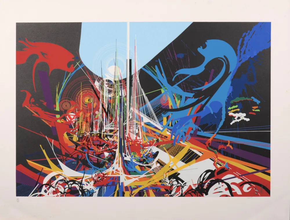 シルクスクリーン Moretti - Rimbaud Illuminations - La Ville, 1981 - Hand-signed!