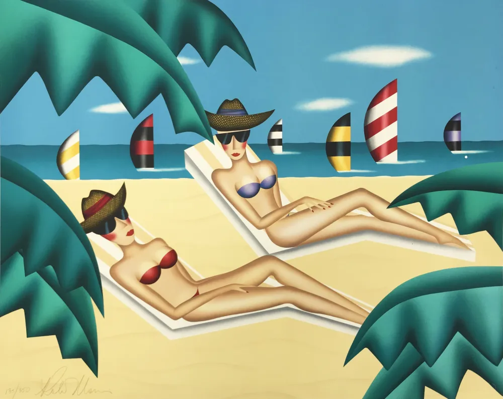 リトグラフ Morris - SUNBATHERS