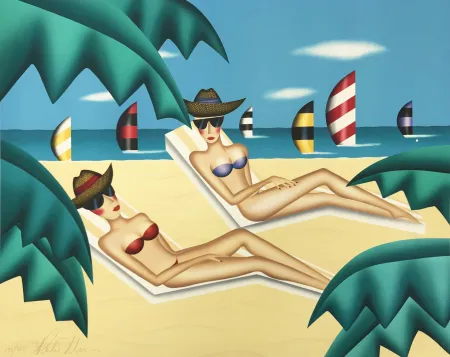 リトグラフ Morris - SUNBATHERS