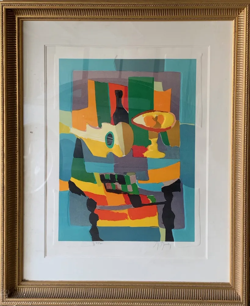 エッチングと　アクチアント Mouly - Blue Still Life with Guitar