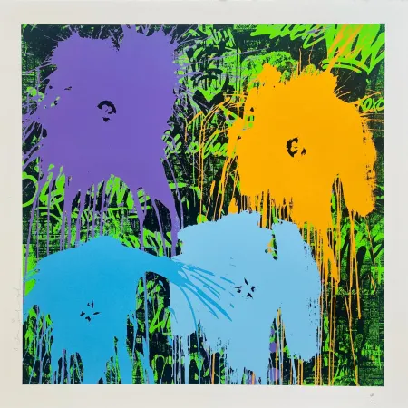 シルクスクリーン Mr Brainwash - Flowarh$ (Variation Blue)