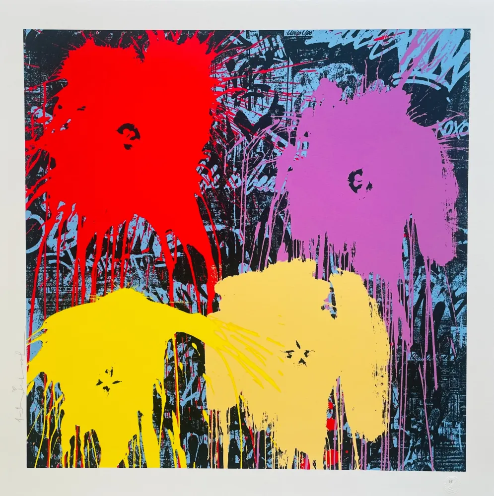 シルクスクリーン Mr Brainwash - Flowarh$ (Variation Red)