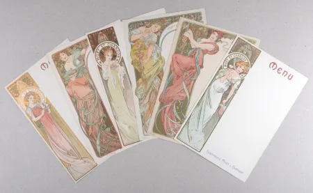 リトグラフ Mucha - Champagne Moët & Chandon Menu, 1899 - Complete set of six original lithograph menu cards