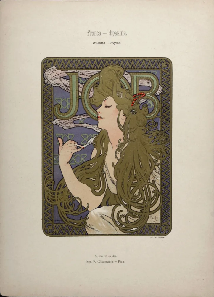 リトグラフ Mucha - Job, 1897 - Scarce original lithograph with gold ink!
