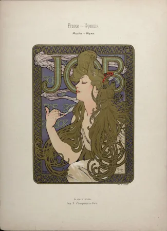 リトグラフ Mucha - Job, 1897 - Scarce original lithograph with gold ink!