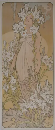 リトグラフ Mucha - Les Fleurs Iris