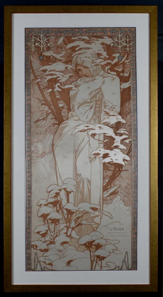 リトグラフ Mucha - The Seasons : Winter, 1900