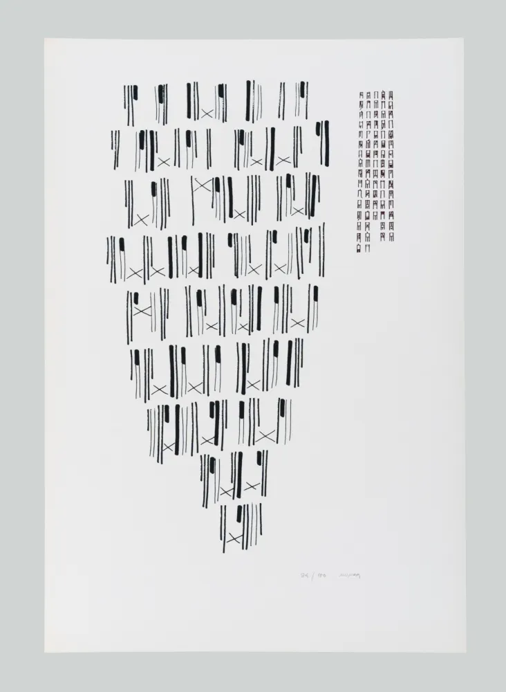 シルクスクリーン Munari - Scritture illegibili di popoli sconosciuti