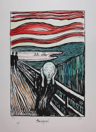 リトグラフ Munch - LE CRI / THE SCREAM / GESCHREI - 1895