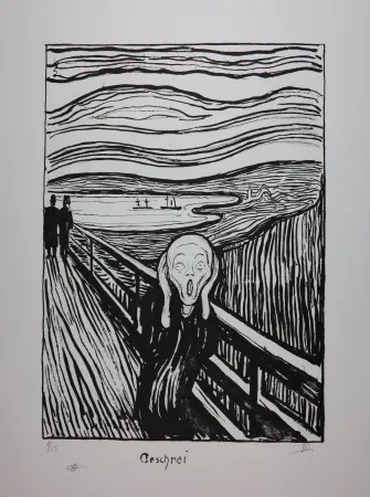 リトグラフ Munch - LE CRI / THE SCREAM / GESCHREI - 1895