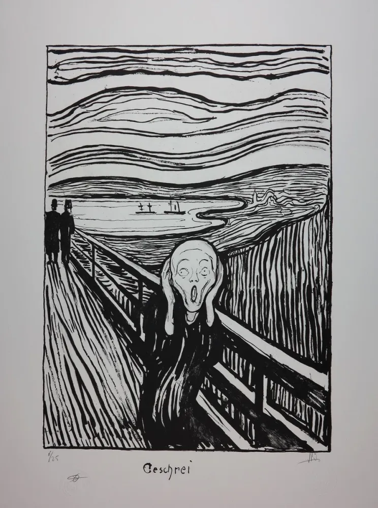 リトグラフ Munch - LE CRI / THE SCREAM / GESCHREI - 1895