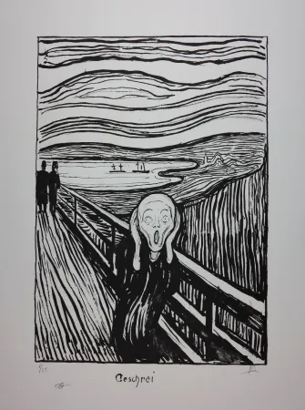 リトグラフ Munch - LE CRI / THE SCREAM / GESCHREI - 1895