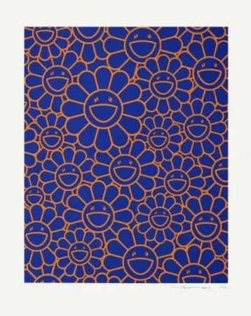 多数の Murakami - August Joy Silkscreen (Orange Blue Flowers)