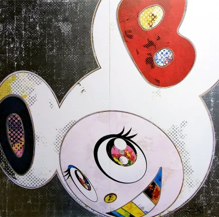 リトグラフ Murakami - DOB in pure white robe (navy & vermilion)