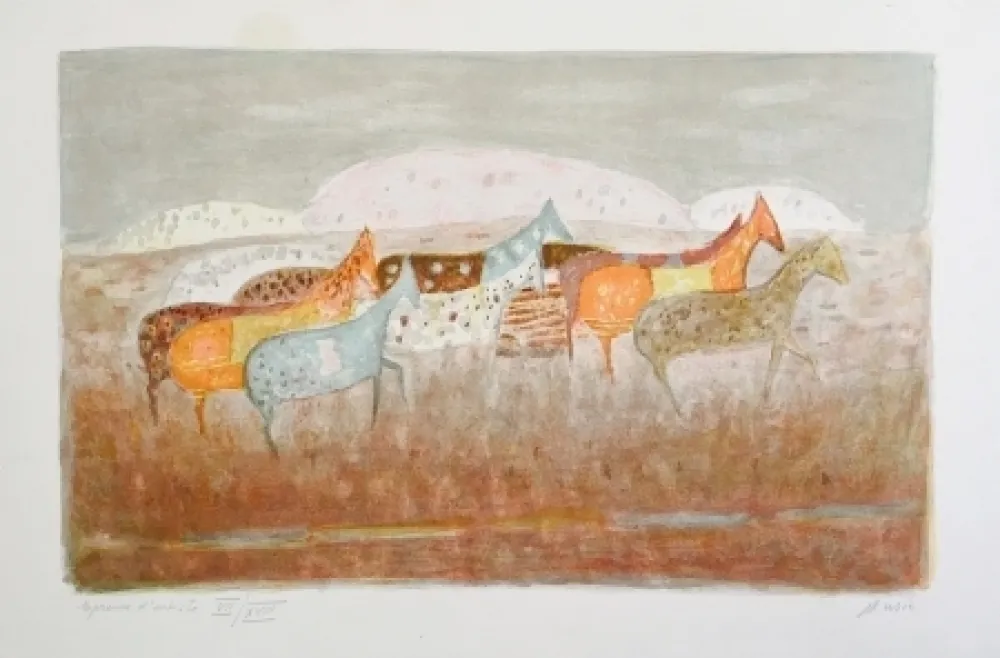 リトグラフ Music - Cavalli que passano 