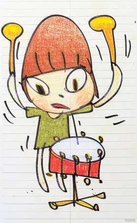 リトグラフ Nara - Yoshitomo Nara (1959) - Banging the Drum - lithograph on paper - 2020