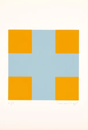 シルクスクリーン Nemours - Une croix pour quatre carrés