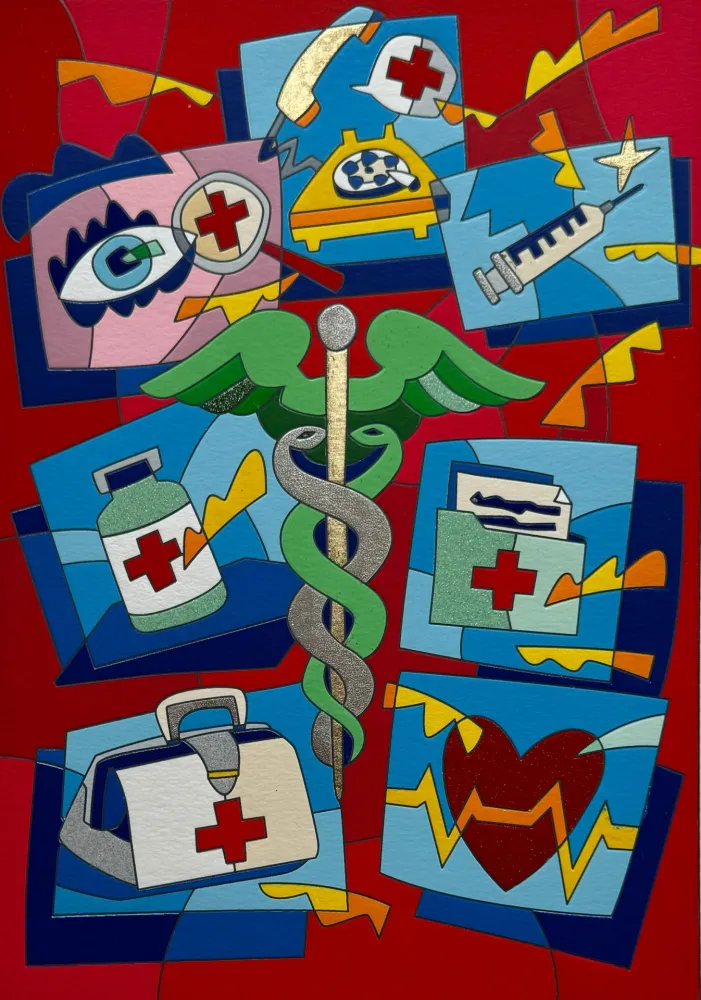 シルクスクリーン Nespolo - Esculapio