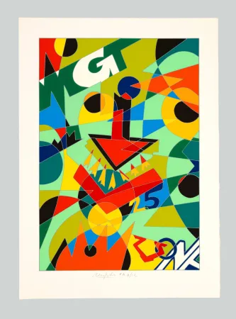 シルクスクリーン Nespolo - Freccia rossa