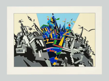 シルクスクリーン Nespolo - Paesaggio